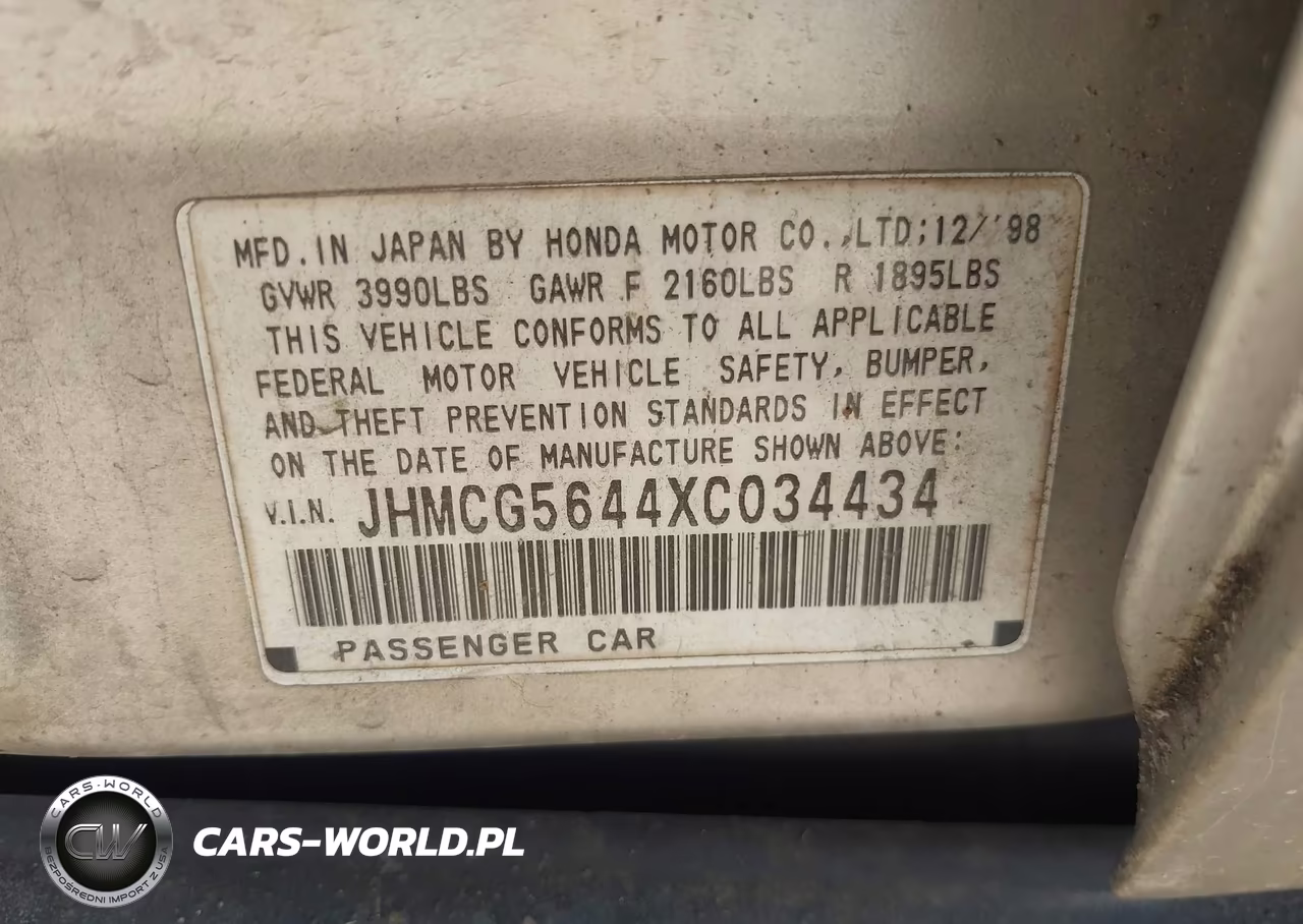 1999 Honda Accord Lx VIN:JHMCG5644XC034434 - 9