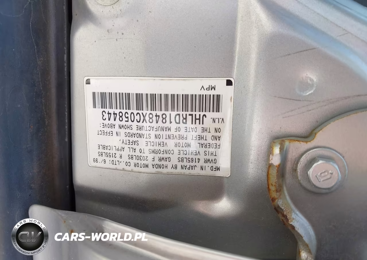 1999 Honda Cr-V Lx VIN:JHLRD1848XC058443 - 9