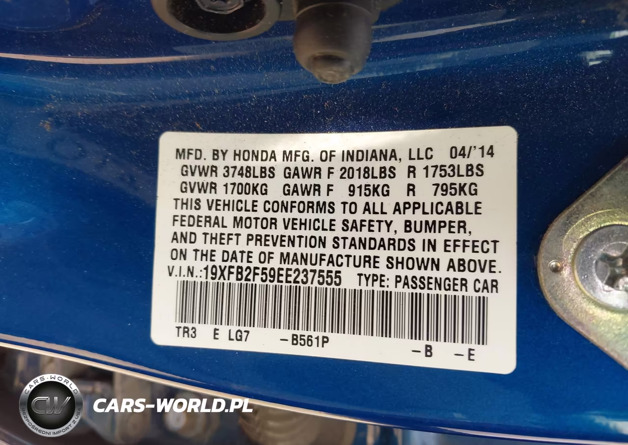 2014 Honda Civic Lx VIN:19XFB2F59EE237555 - 9
