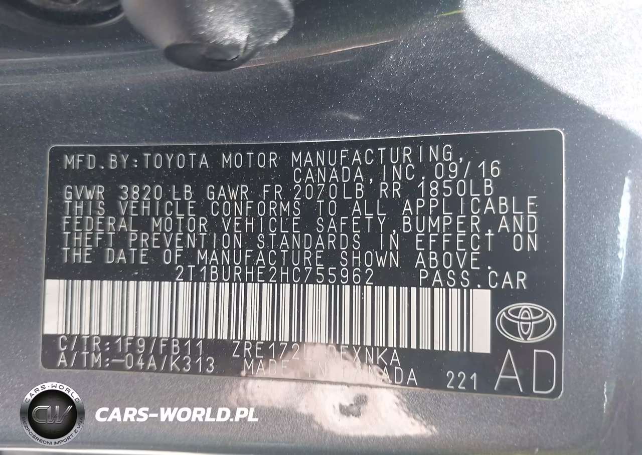 2017 Toyota Corolla Le VIN:2T1BURHE2HC755962 - 9