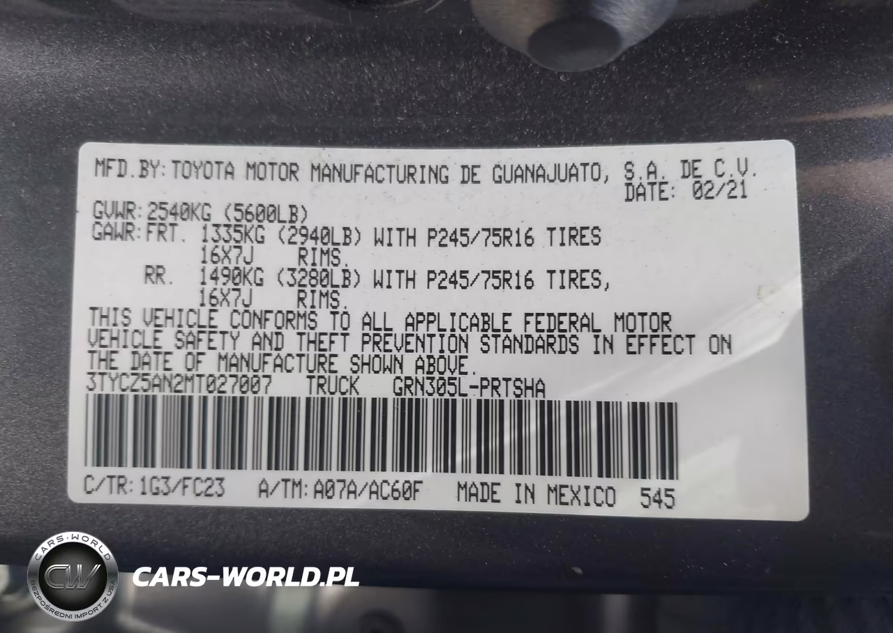 2021 Toyota Tacoma Sr5 V6 VIN:3TYCZ5AN2MT027007 - 9