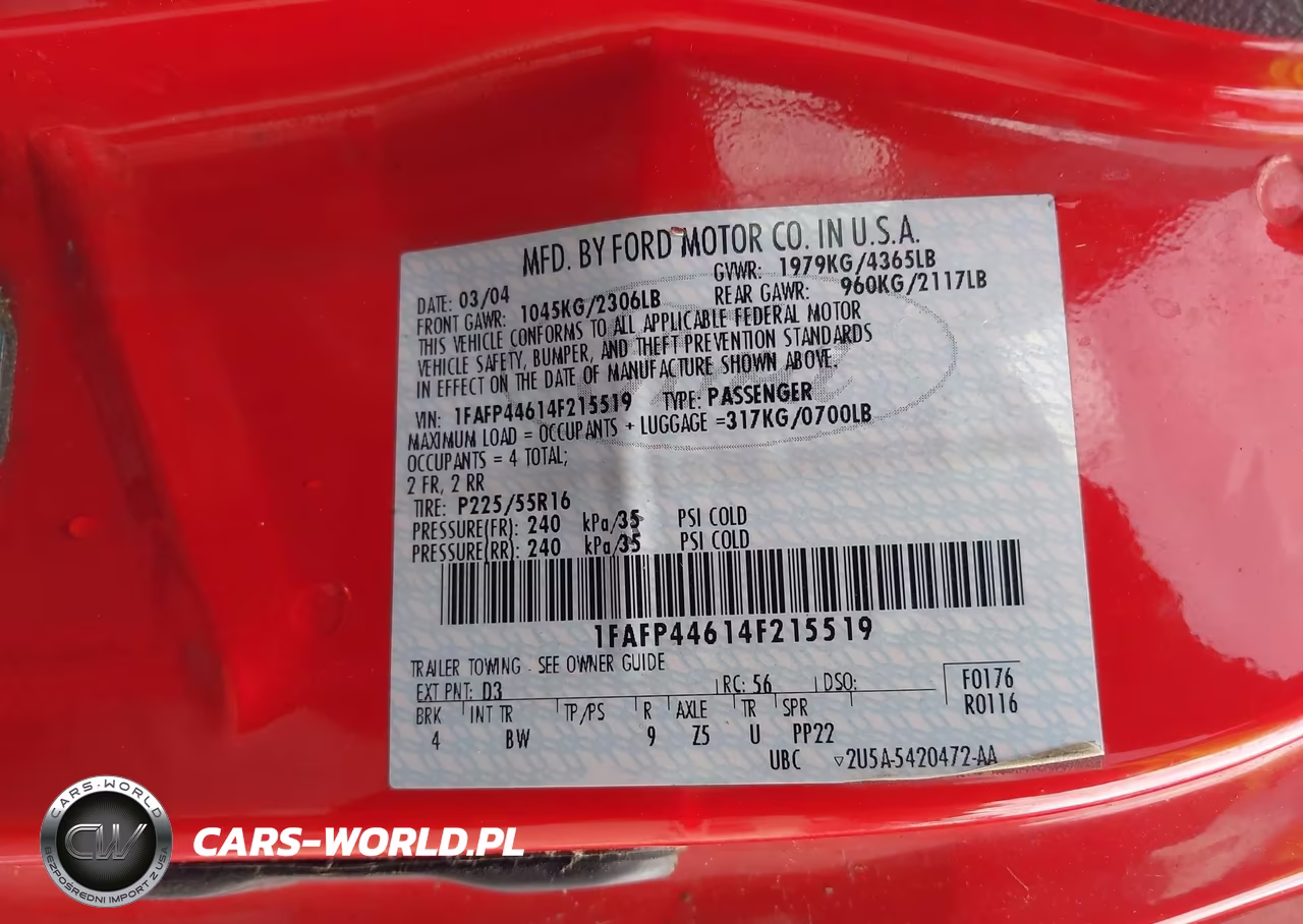 2004 Ford Mustang VIN:1FAFP44614F215519 - 9