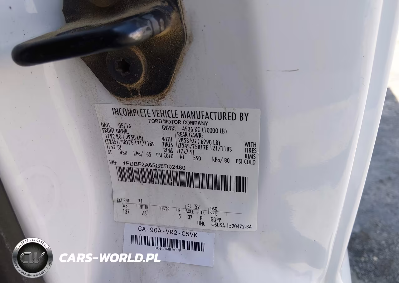 2016 Ford F-250 Xl VIN:1FDBF2A65GED02480 - 9