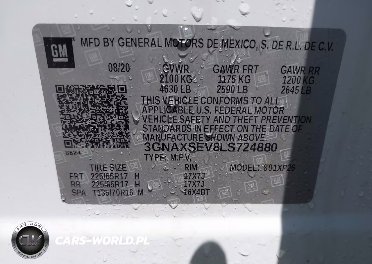2020 Chevrolet Equinox Awd Ls VIN:3GNAXSEV8LS724880 - 9