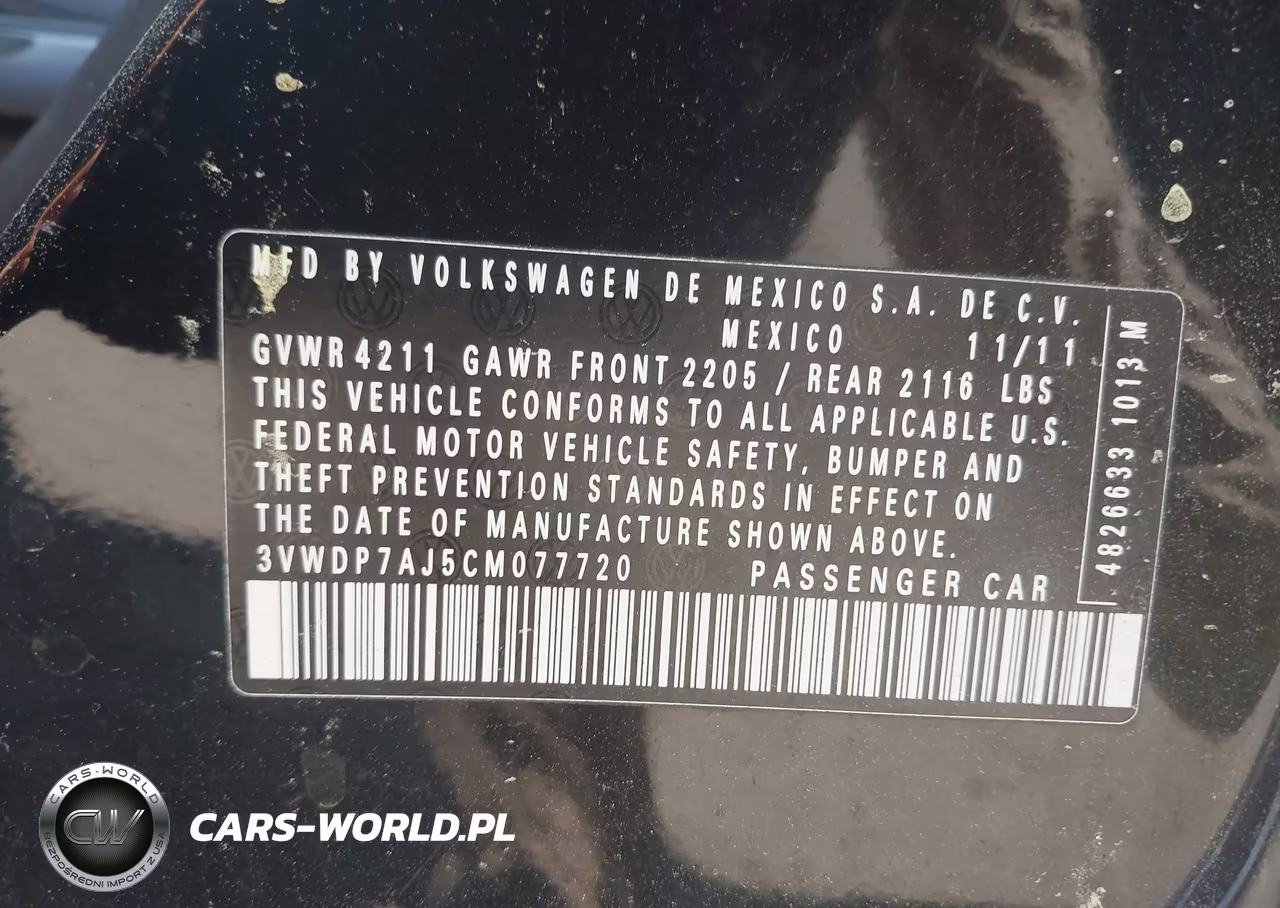 2012 Volkswagen Jetta 2.5L Se VIN:3VWDP7AJ5CM077720 - 9