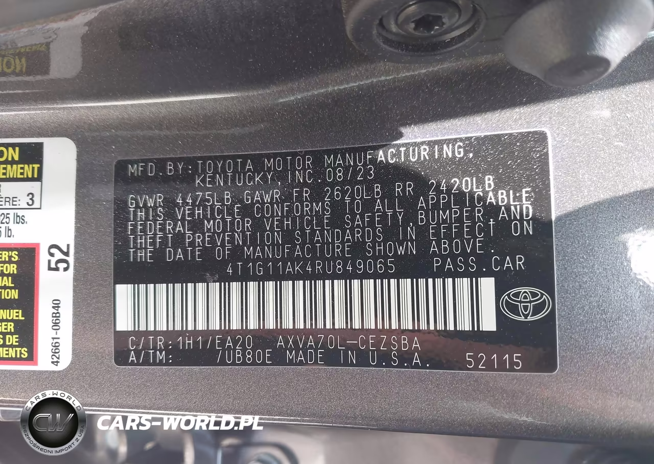2024 Toyota Camry Se VIN:4T1G11AK4RU849065 - 9