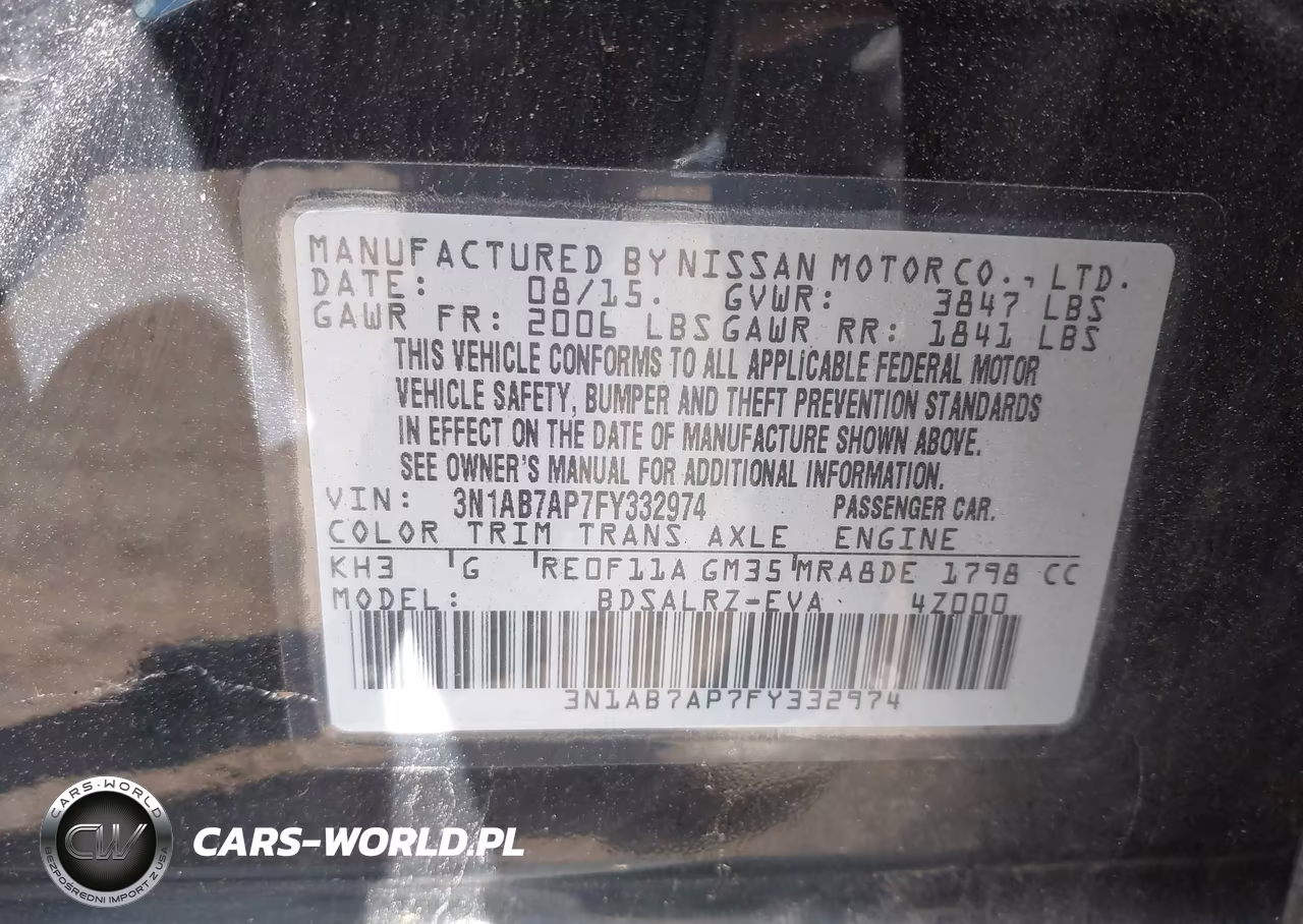 2015 Nissan Sentra Sr VIN:3N1AB7AP7FY332974 - 9