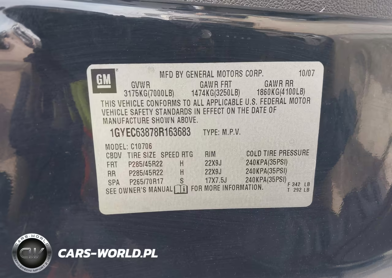 2008 Cadillac Escalade Standard VIN:1GYEC63878R163683 - 9