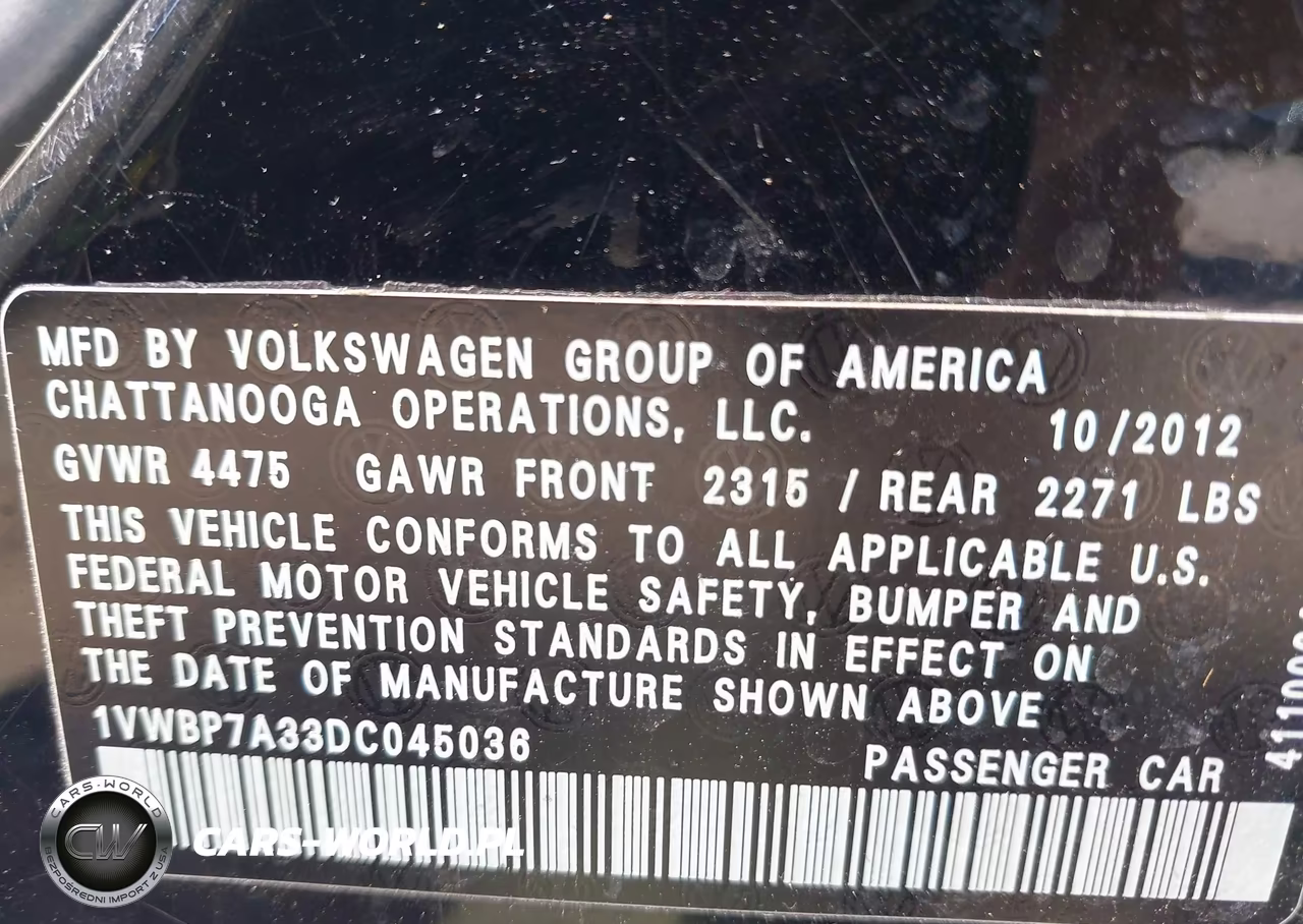 2013 Volkswagen Passat 2.5L Se VIN:1VWBP7A33DC045036 - 9