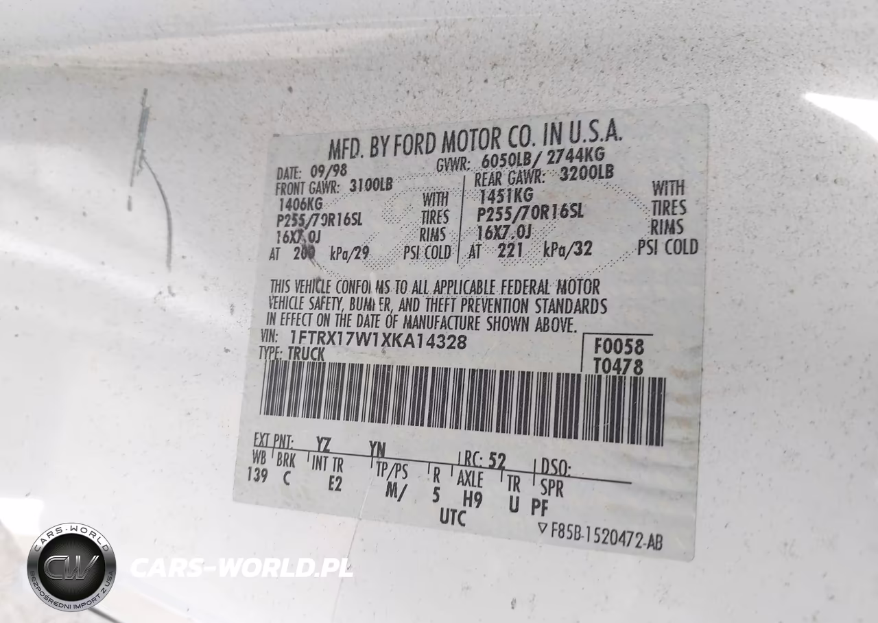 1999 Ford F-150 Lariat-Work Series-Xl-Xlt VIN:1FTRX17W1XKA14328 - 9