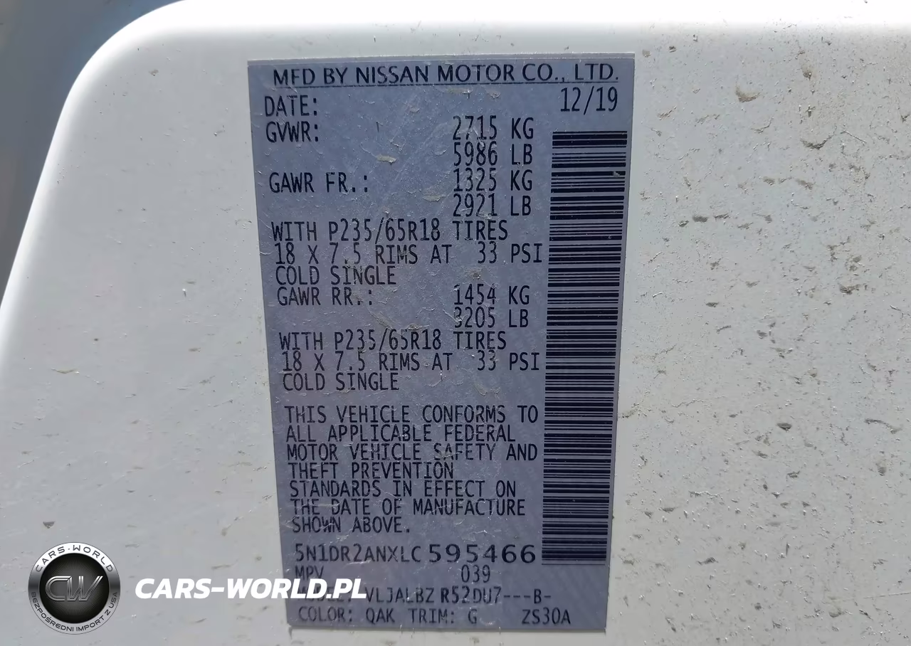 2020 Nissan Pathfinder S 2Wd VIN:5N1DR2ANXLC595466 - 9