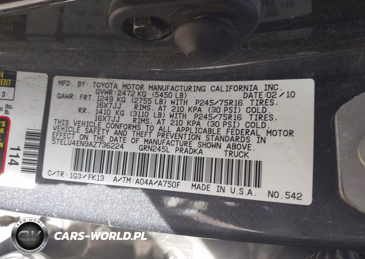 2010 Toyota Tacoma Base V6 VIN:5TELU4EN9AZ736224 - 9