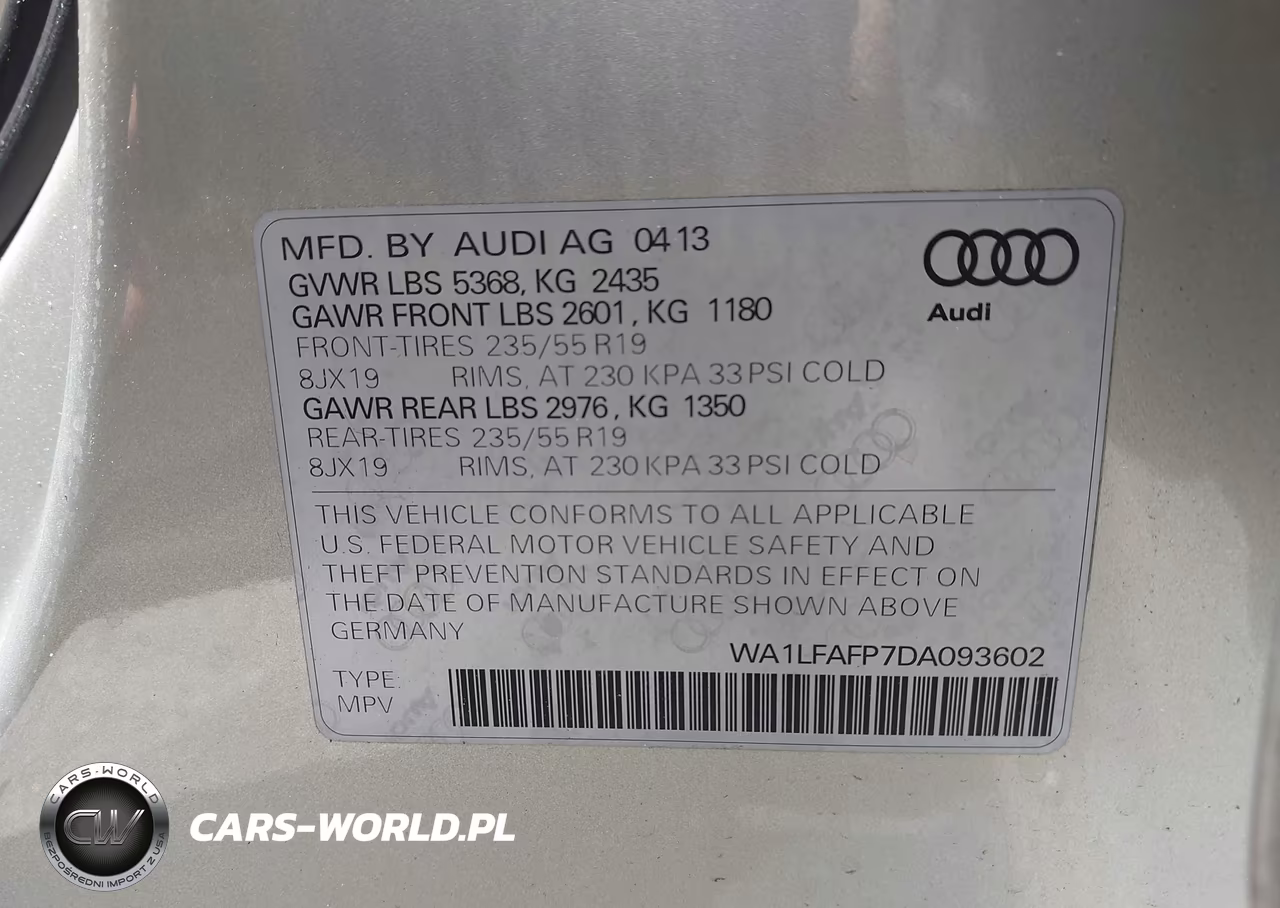 2013 Audi Q5 2.0T Premium VIN:WA1LFAFP7DA093602 - 9