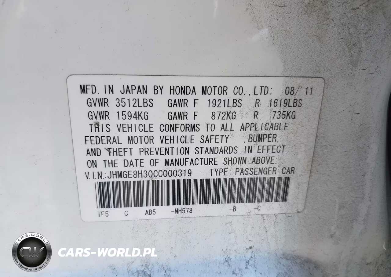 2012 Honda Fit VIN:JHMGE8H30CC000319 - 9