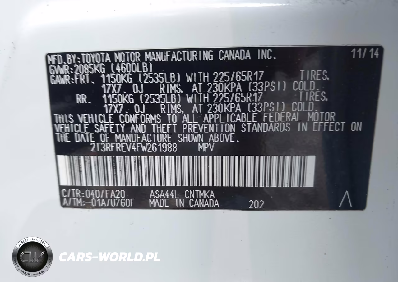 2015 Toyota Rav4 Xle VIN:2T3RFREV4FW261988 - 9