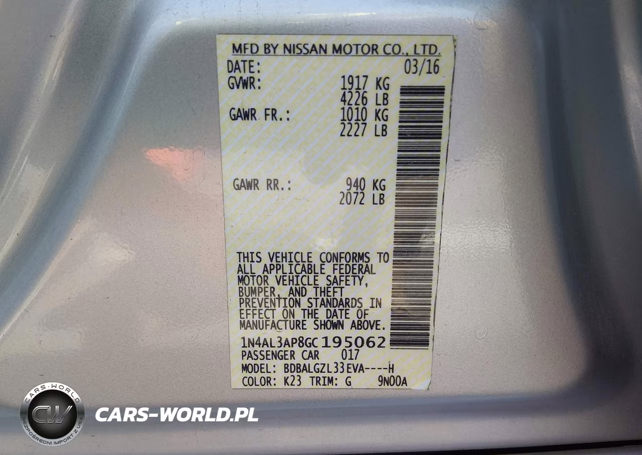 2016 Nissan Altima 2.5 S VIN:1N4AL3AP8GC195062 - 9