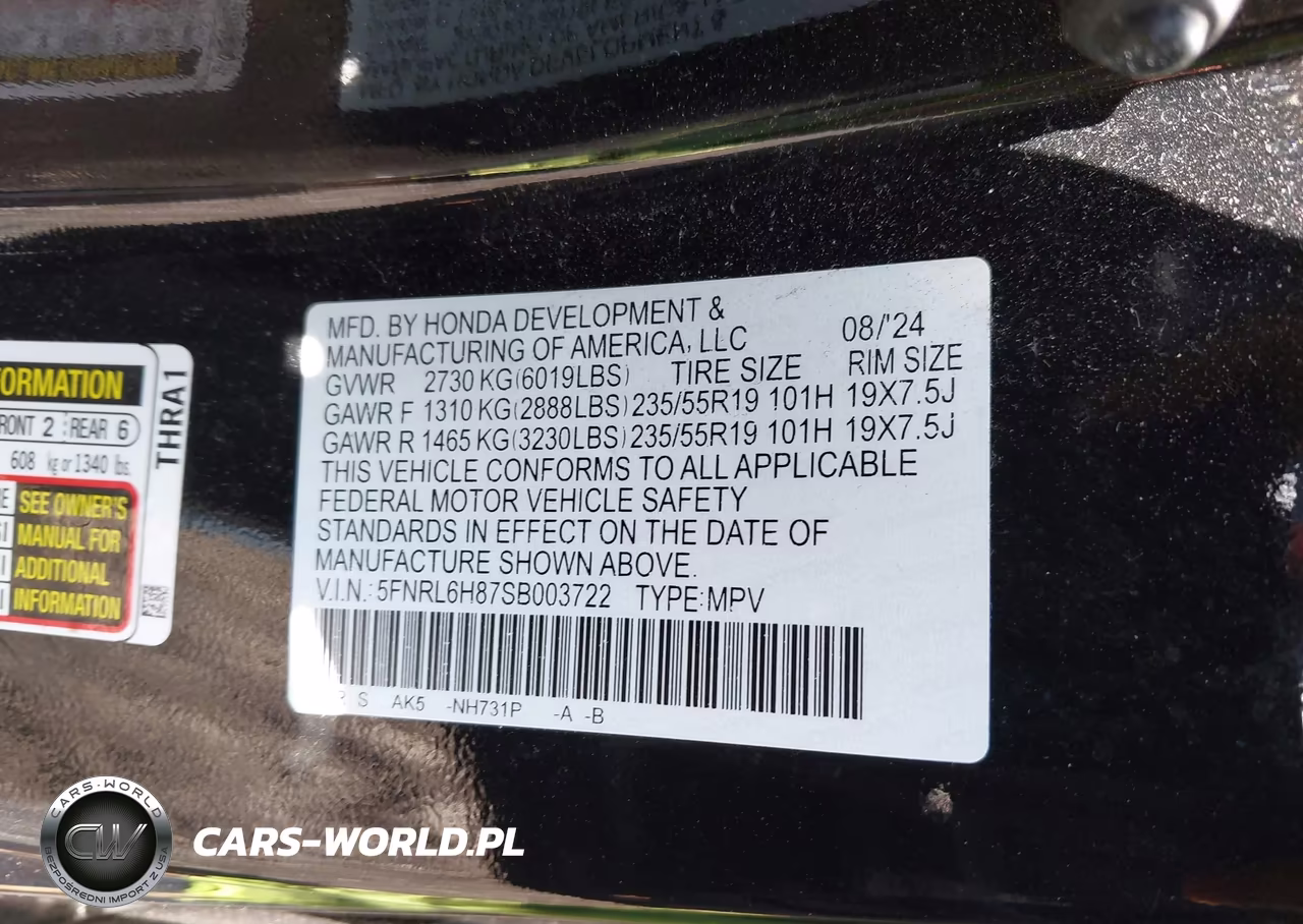 2025 Honda Odyssey Touring VIN:5FNRL6H87SB003722 - 9