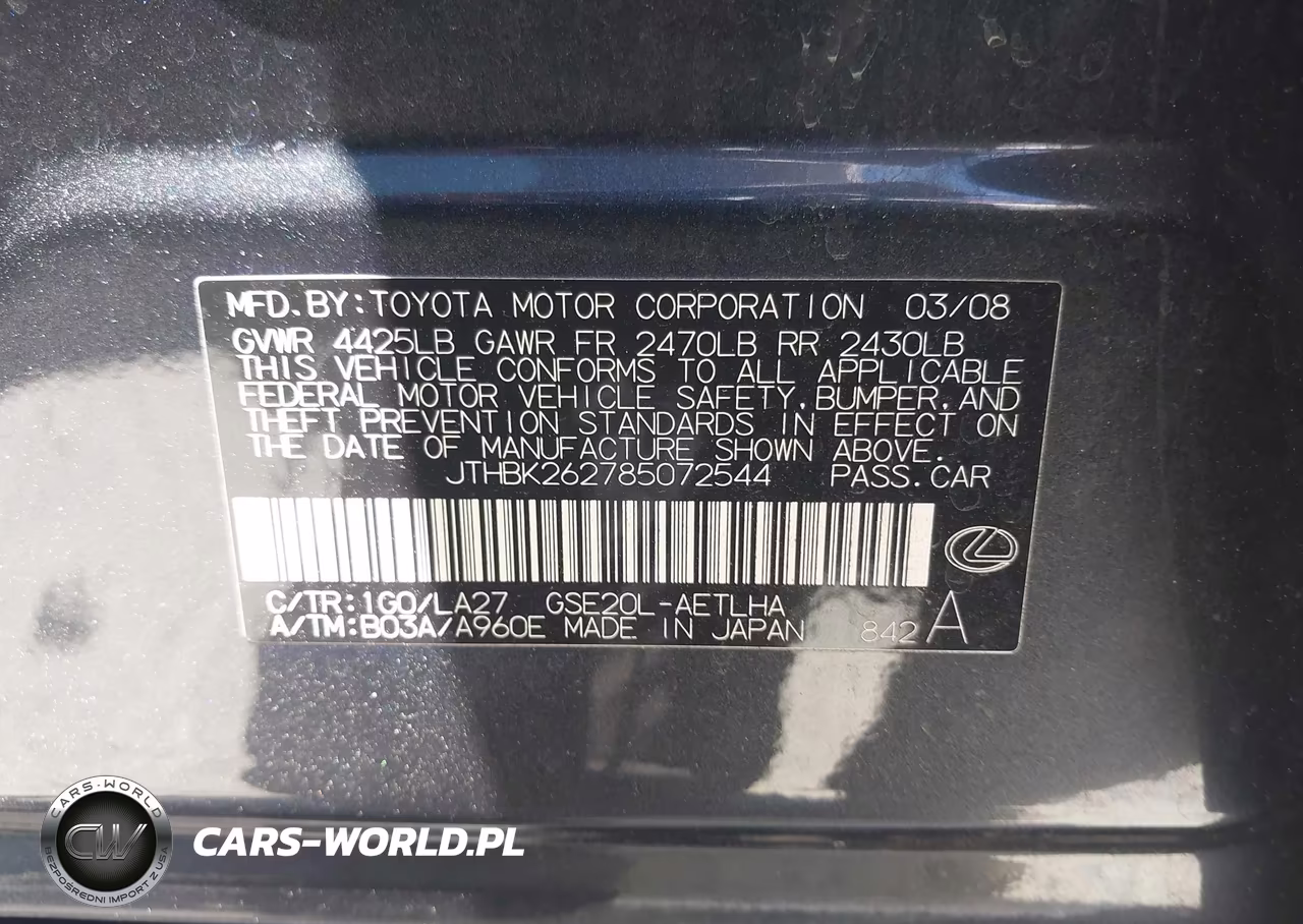 2008 Lexus Is 250 VIN:JTHBK262785072544 - 9