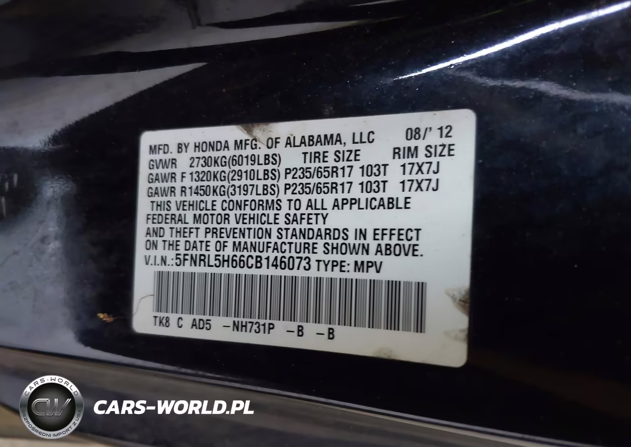 2012 Honda Odyssey Ex-L VIN:5FNRL5H66CB146073 - 9