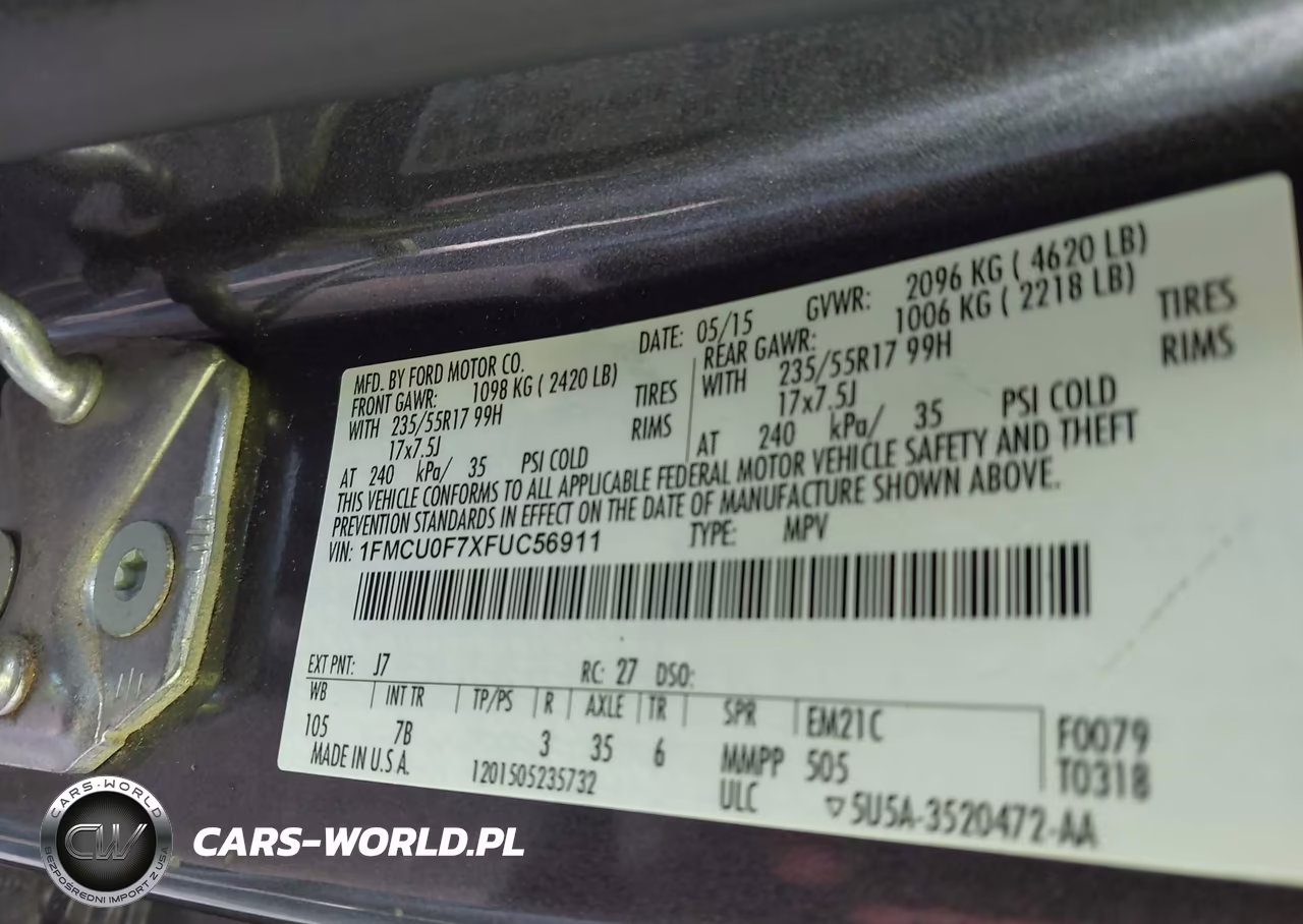 2015 Ford Escape S VIN:1FMCU0F7XFUC56911 - 9