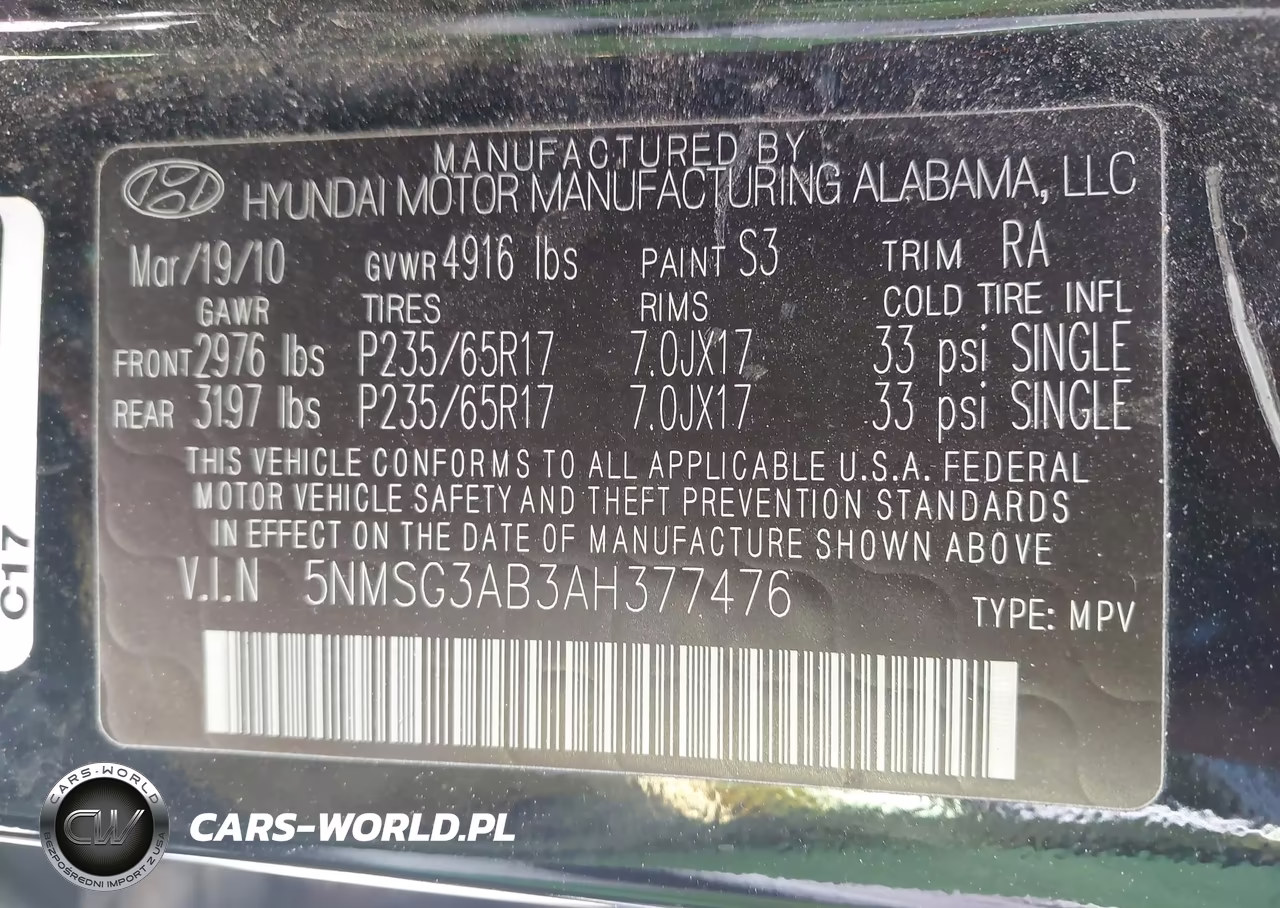2010 Hyundai Santa Fe Gls VIN:5NMSG3AB3AH377476 - 9
