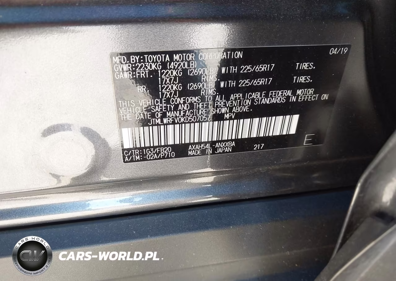 2019 Toyota Rav4 Hybrid Le VIN:JTMLWRFV0KD507057 - 9