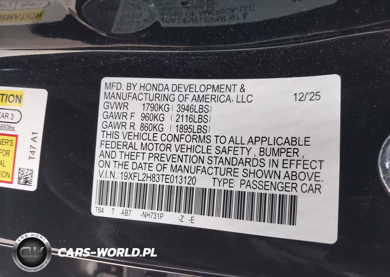 2026 Honda Civic Sport VIN:19XFL2H83TE013120 - 9