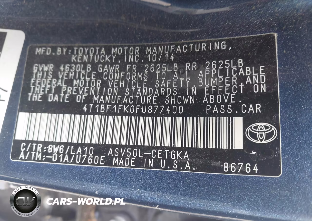 2015 Toyota Camry Xle VIN:4T1BF1FK0FU877400 - 9