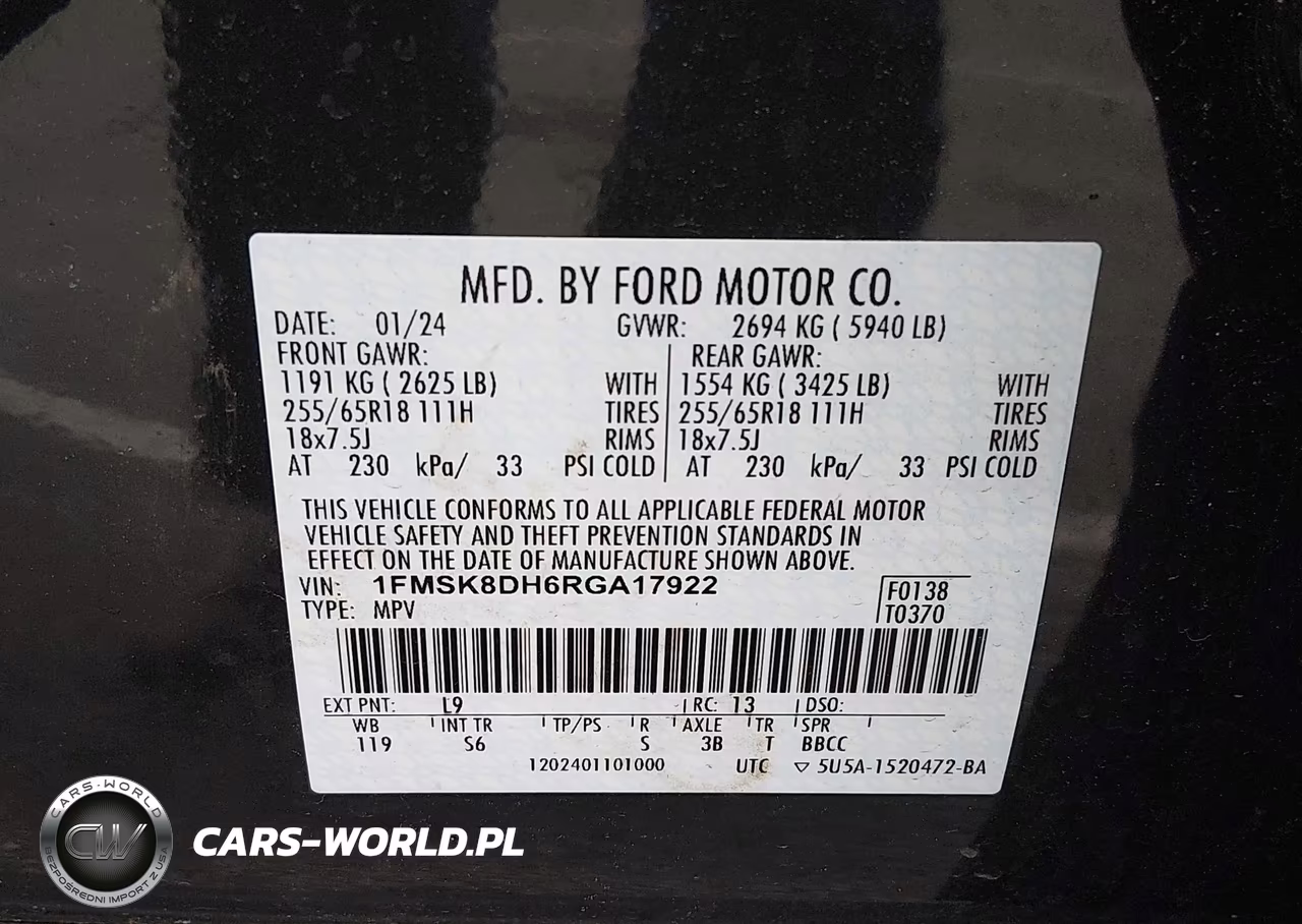 2024 Ford Explorer Xlt VIN:1FMSK8DH6RGA17922 - 9