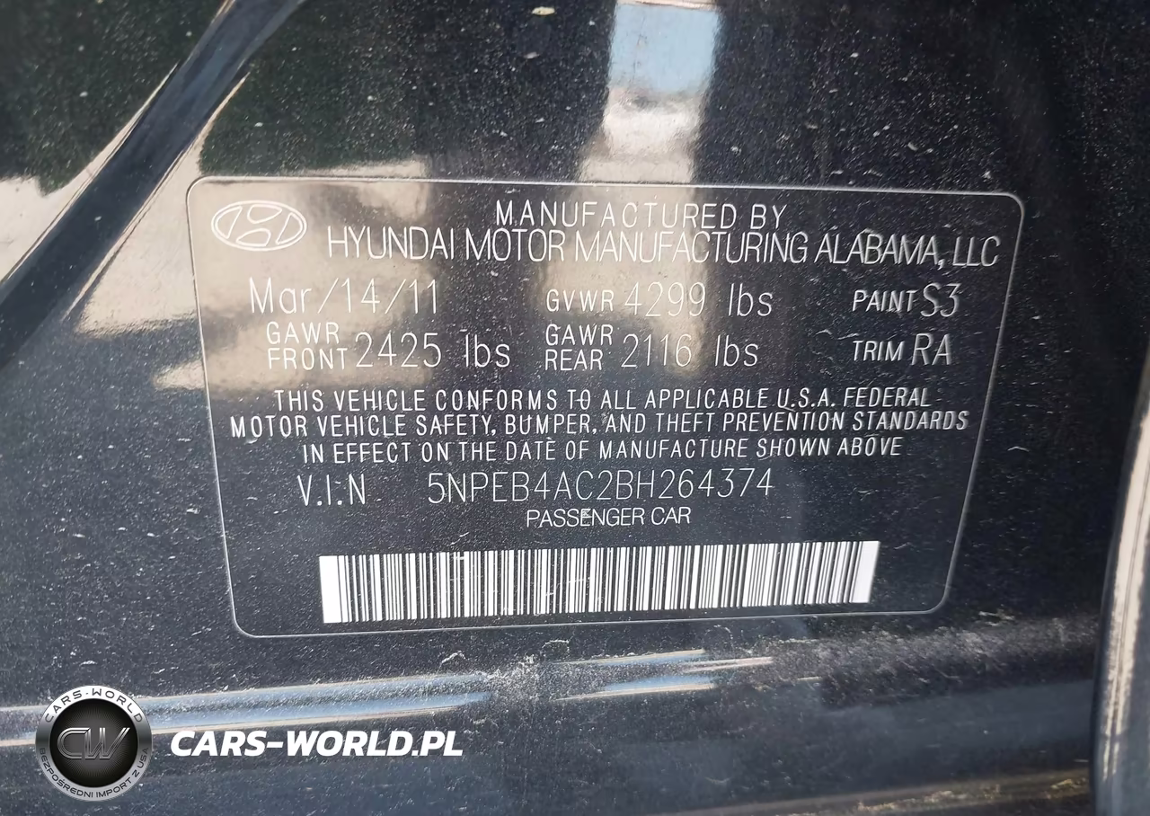2011 Hyundai Sonata Gls VIN:5NPEB4AC2BH264374 - 9