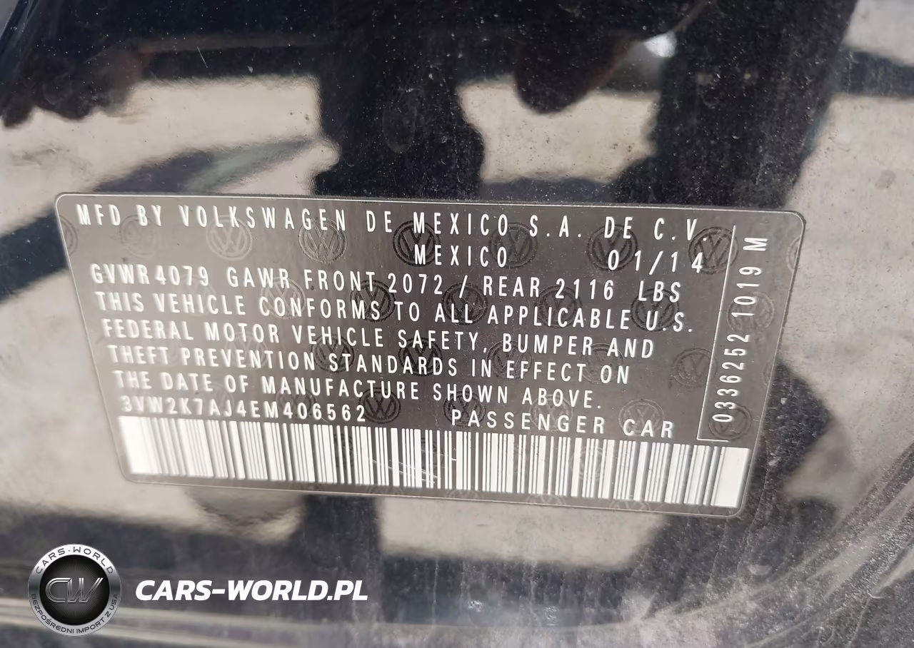 2014 Volkswagen Jetta 2.0L S VIN:3VW2K7AJ4EM406562 - 9