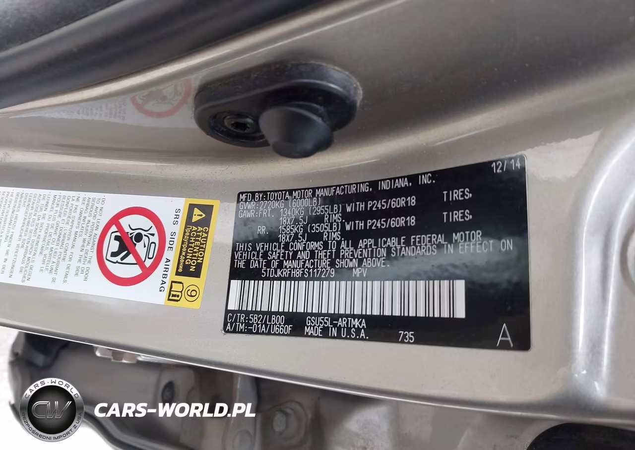 2015 Toyota Highlander Xle V6 VIN:5TDJKRFH8FS117279 - 9