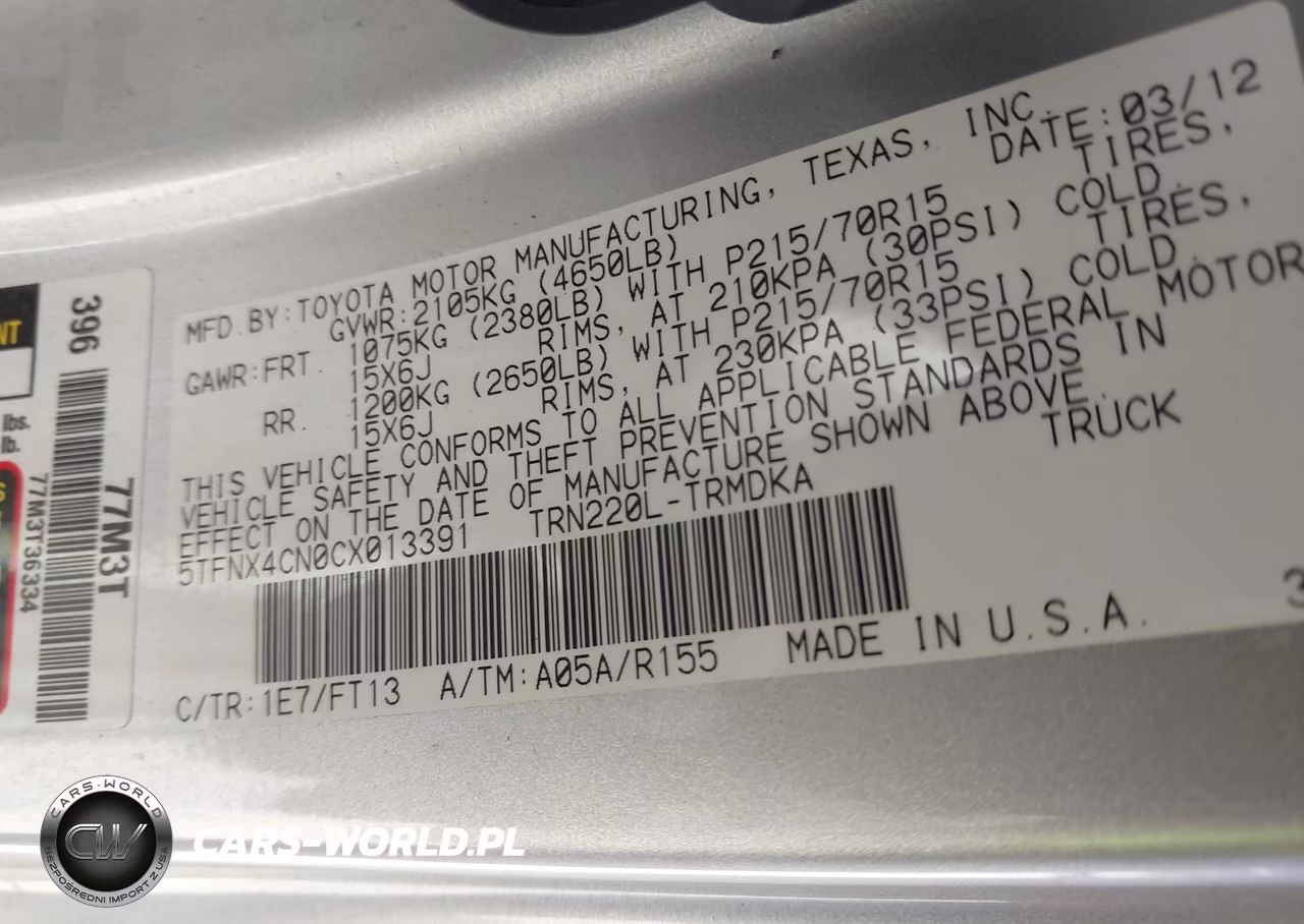 2012 Toyota Tacoma VIN:5TFNX4CN0CX013391 - 9