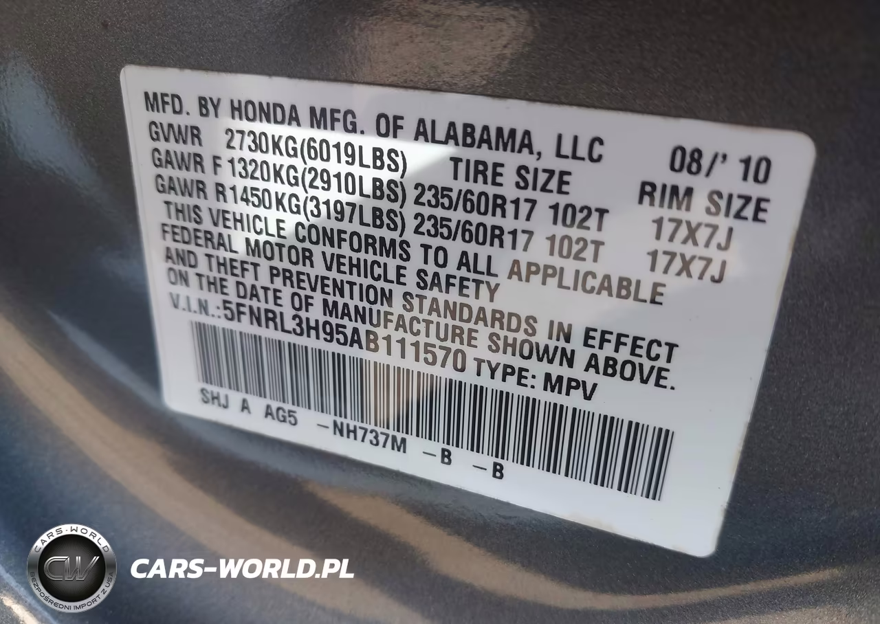 2010 Honda Odyssey Touring VIN:5FNRL3H95AB111570 - 9