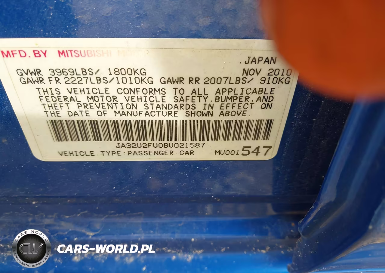 2011 Mitsubishi Lancer Es VIN:JA32U2FU0BU021587 - 9