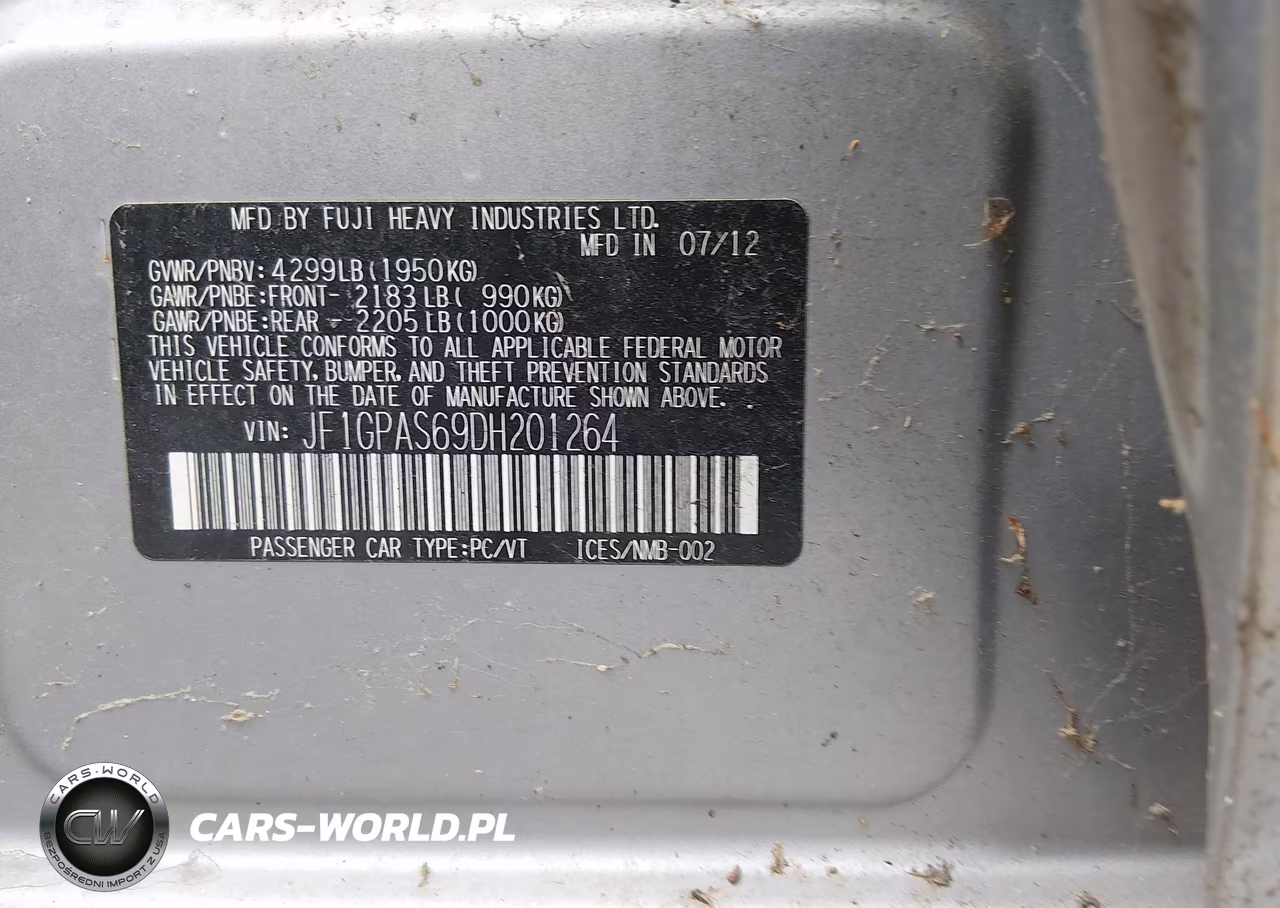 2013 Subaru Impreza 2.0I Sport Limited VIN:JF1GPAS69DH201264 - 9