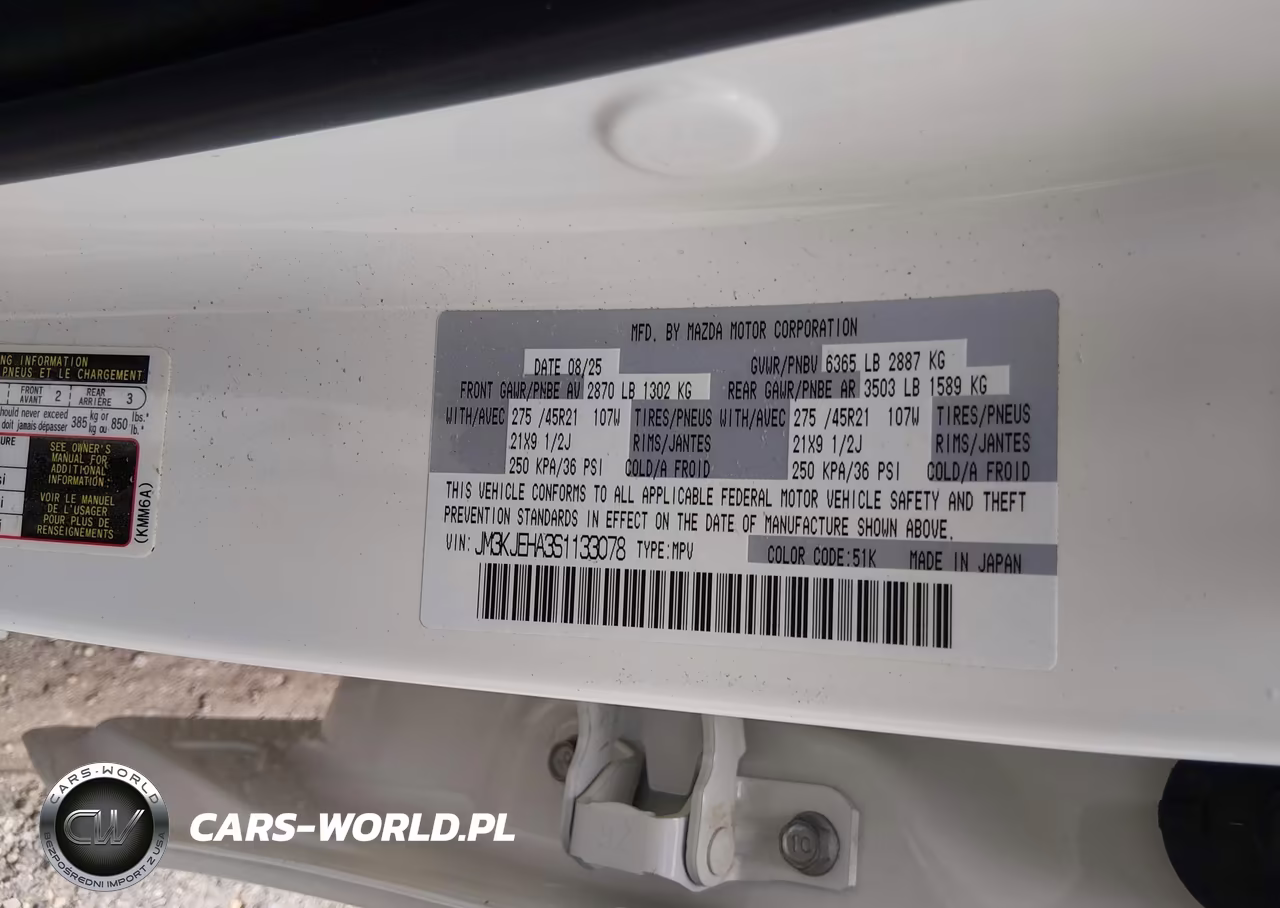 2025 Mazda Cx-70 Phev Premium Plus Package VIN:JM3KJEHA3S1133078 - 9