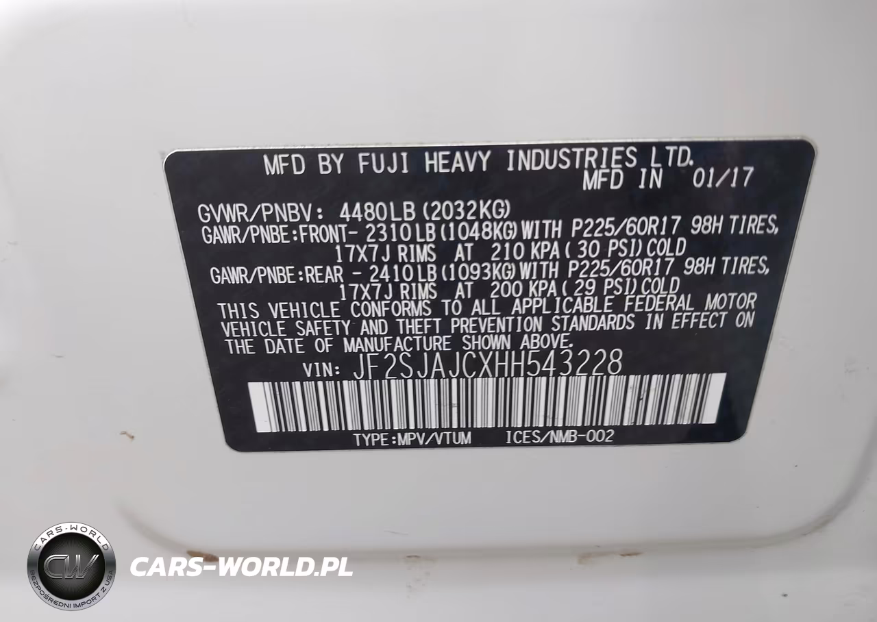 2017 Subaru Forester 2.5I Limited VIN:JF2SJAJCXHH543228 - 9