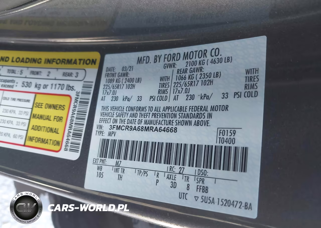 2021 Ford Bronco Sport VIN:3FMCR9A68MRA64668 - 9