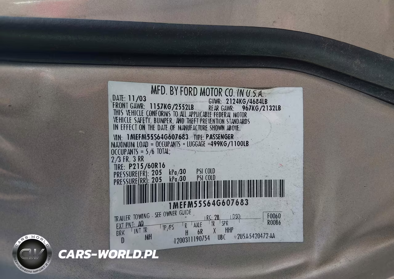 2004 Mercury Sable Ls Premium VIN:1MEFM55S64G607683 - 9
