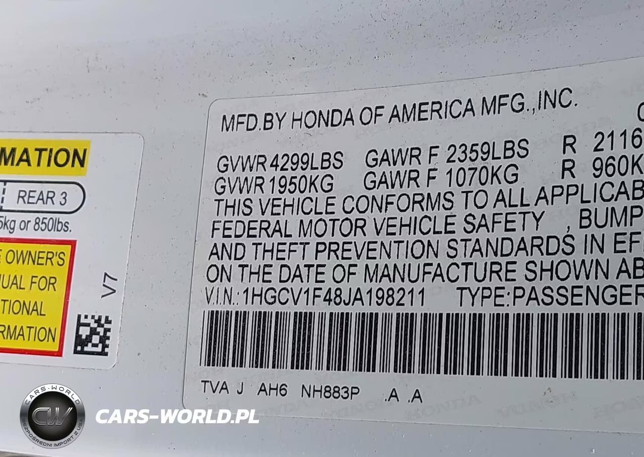 2018 Honda Accord Ex VIN:1HGCV1F48JA198211 - 9