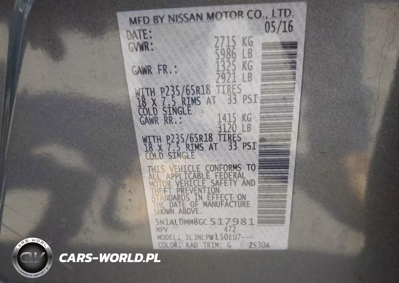 2016 Infiniti Qx60 VIN:5N1AL0MM8GC517981 - 9