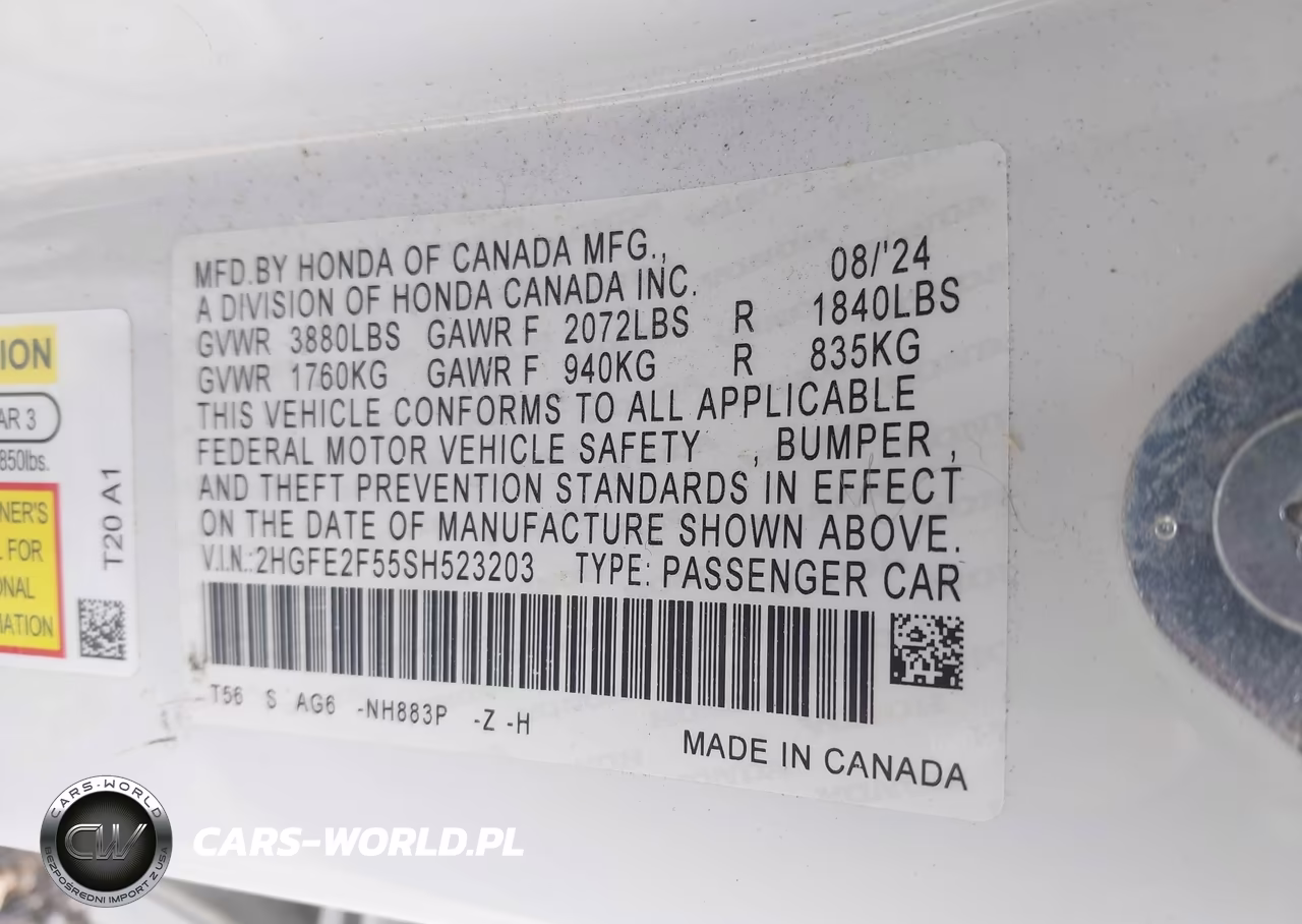 2025 Honda Civic Sport VIN:2HGFE2F55SH523203 - 9