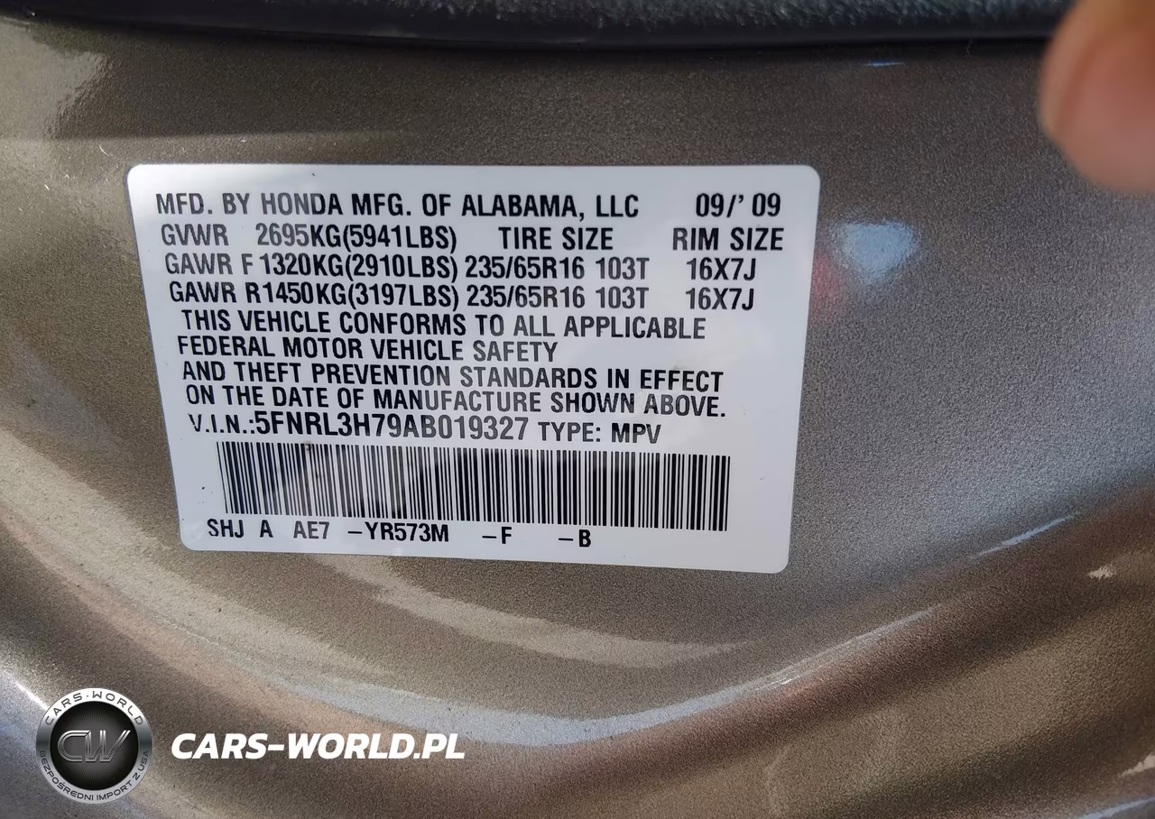 2010 Honda Odyssey Ex-L VIN:5FNRL3H79AB019327 - 9