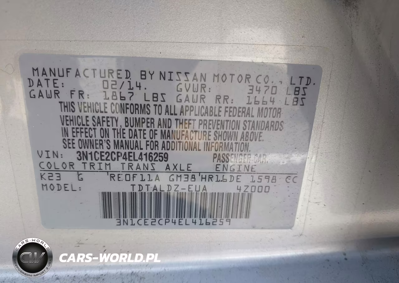 2014 Nissan Versa Note Sv VIN:3N1CE2CP4EL416259 - 9