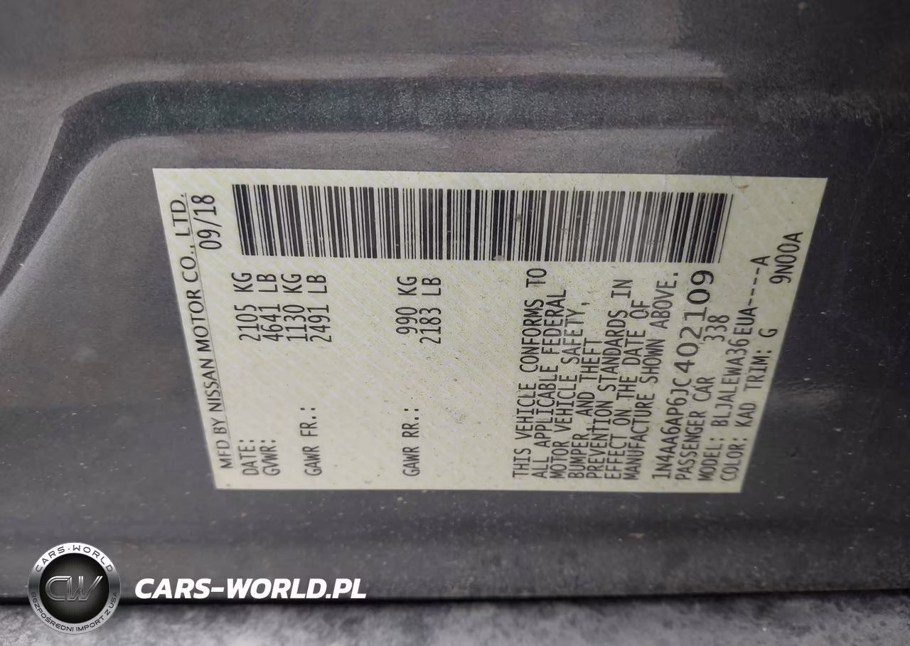2018 Nissan Maxima 3.5 Sl VIN:1N4AA6AP6JC402109 - 9