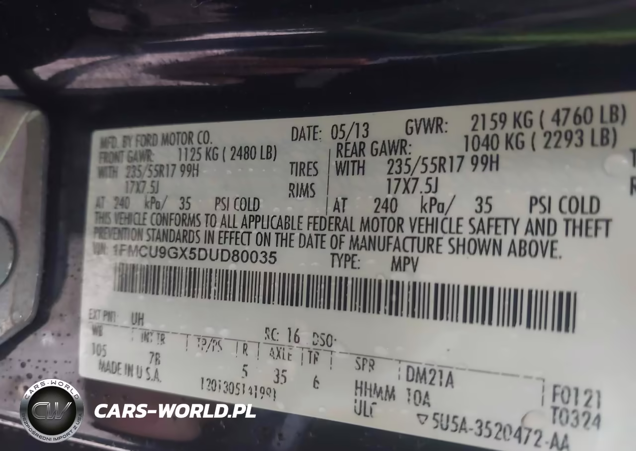 2013 Ford Escape Se VIN:1FMCU9GX5DUD80035 - 9