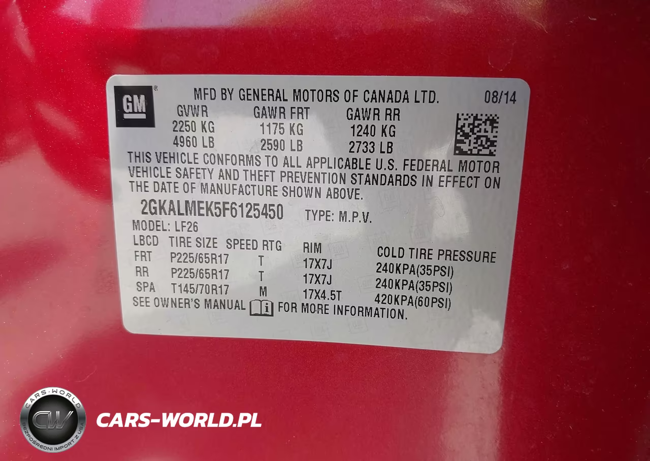 2015 GMC Terrain Sle-1 VIN:2GKALMEK5F6125450 - 9