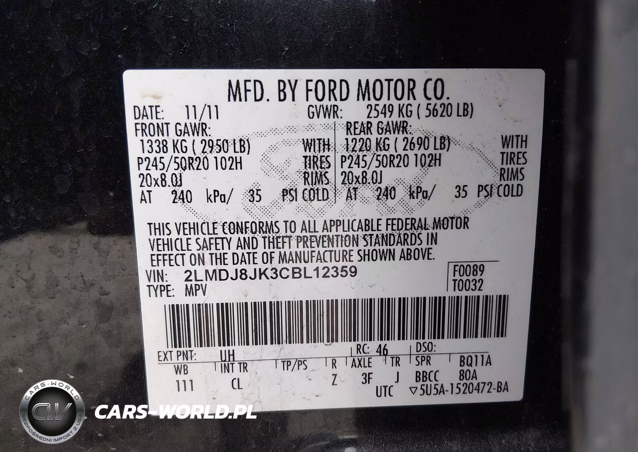 2012 Lincoln Mkx VIN:2LMDJ8JK3CBL12359 - 9