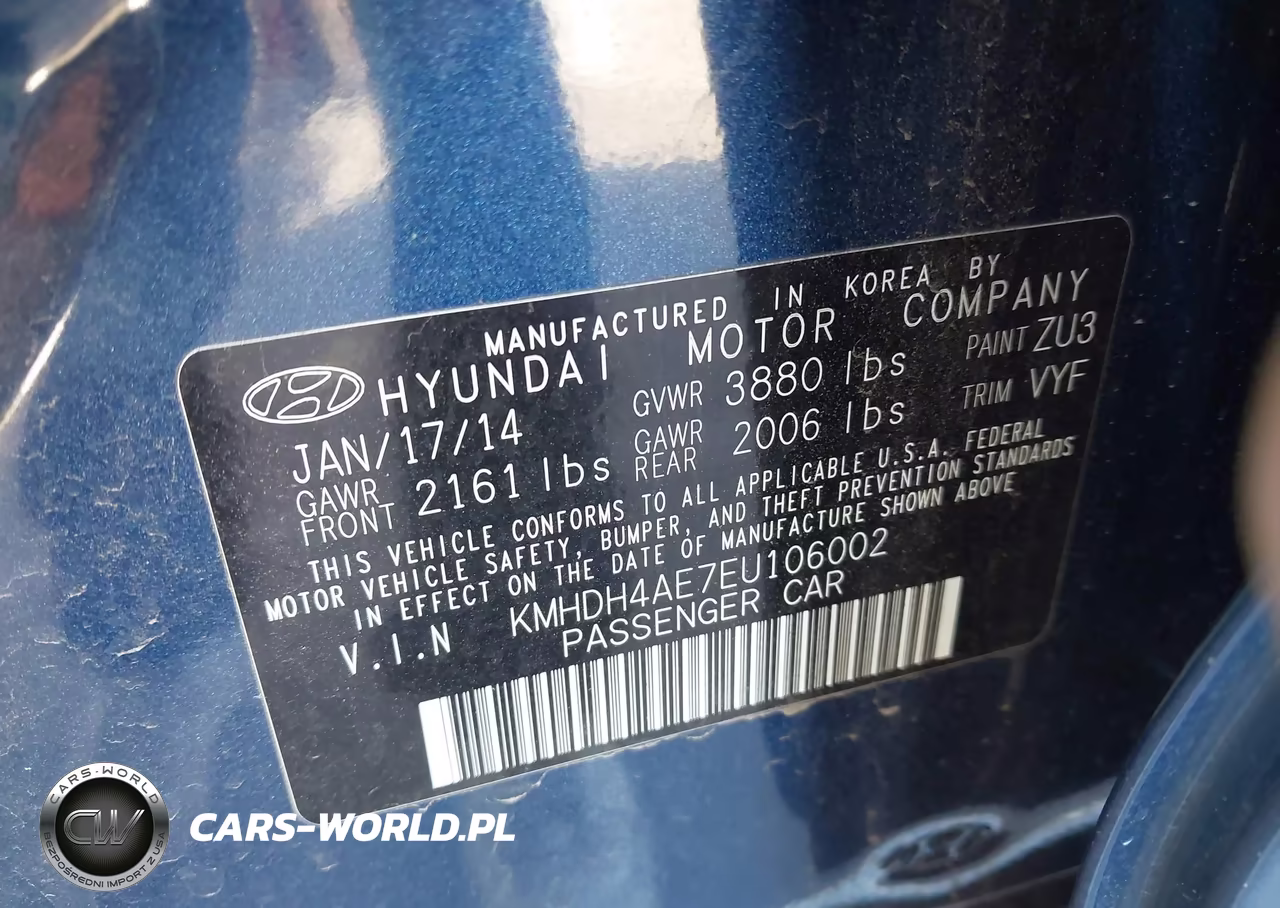 2014 Hyundai Elantra Limited VIN:KMHDH4AE7EU106002 - 9